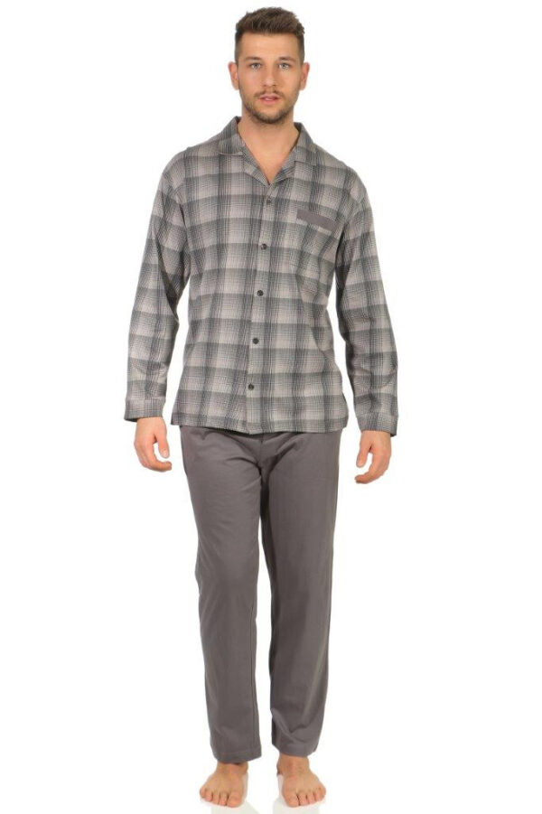 Normann heren pyjama doorknoop Trend 67418-50-Grijs