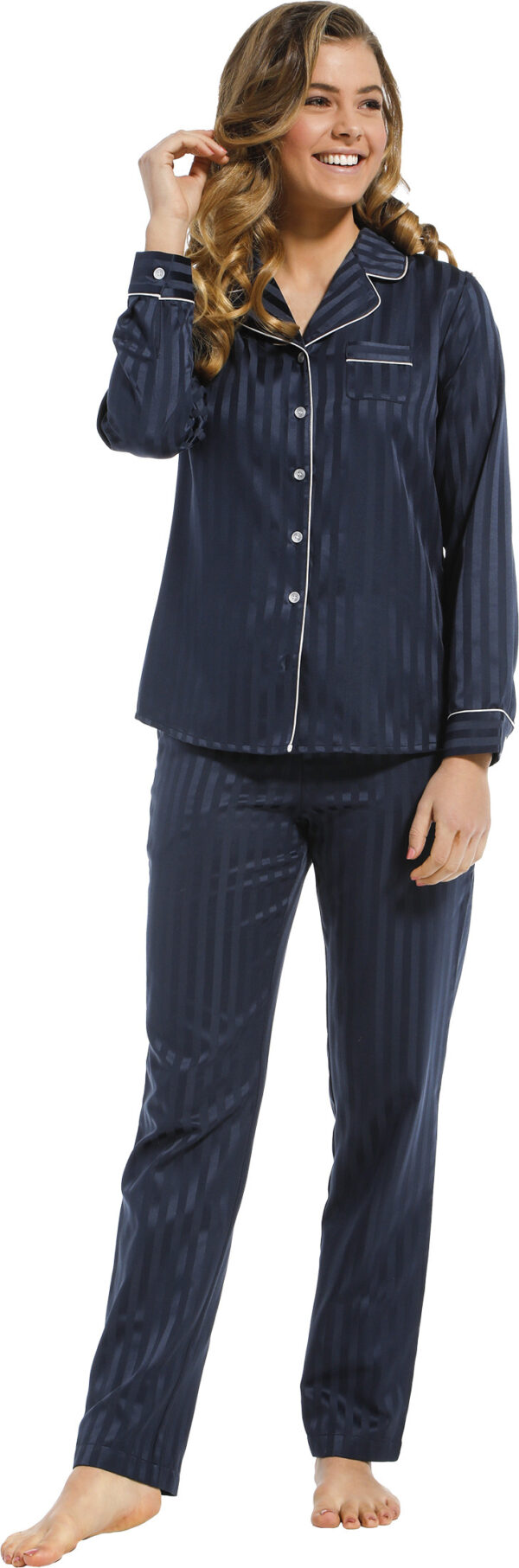Dames pyjama satijn Pastunette De Luxe 25212-310-6 blauw-38