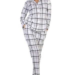 Dames doorknoop pyjama Normann 90446 - Rose - S 36/38