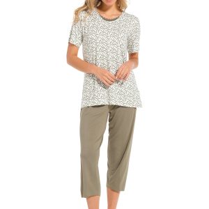 Pastunette dames pyjama bamboe capri 20241-148-2 - Groen - 38