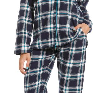 Rebelle dames pyjama flanel 21222-408-6 - Blauw - 46