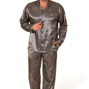 Heren pyjama satijn 10194001 - Zwart - S/48