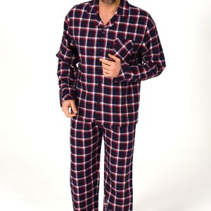 Normann heren pyjama flannel 69294 - Blauw - S/48