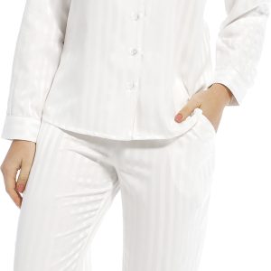 Dames pyjama satijn Pastunette De Luxe 25212-310-6 snow white - Wit - 48