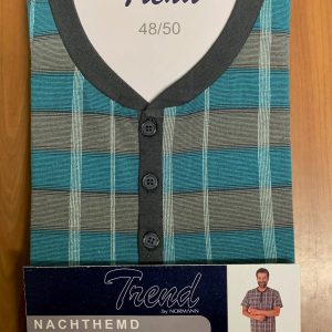 Trend heren nachthemd korte mouw 70496 - Blauw - 48-50